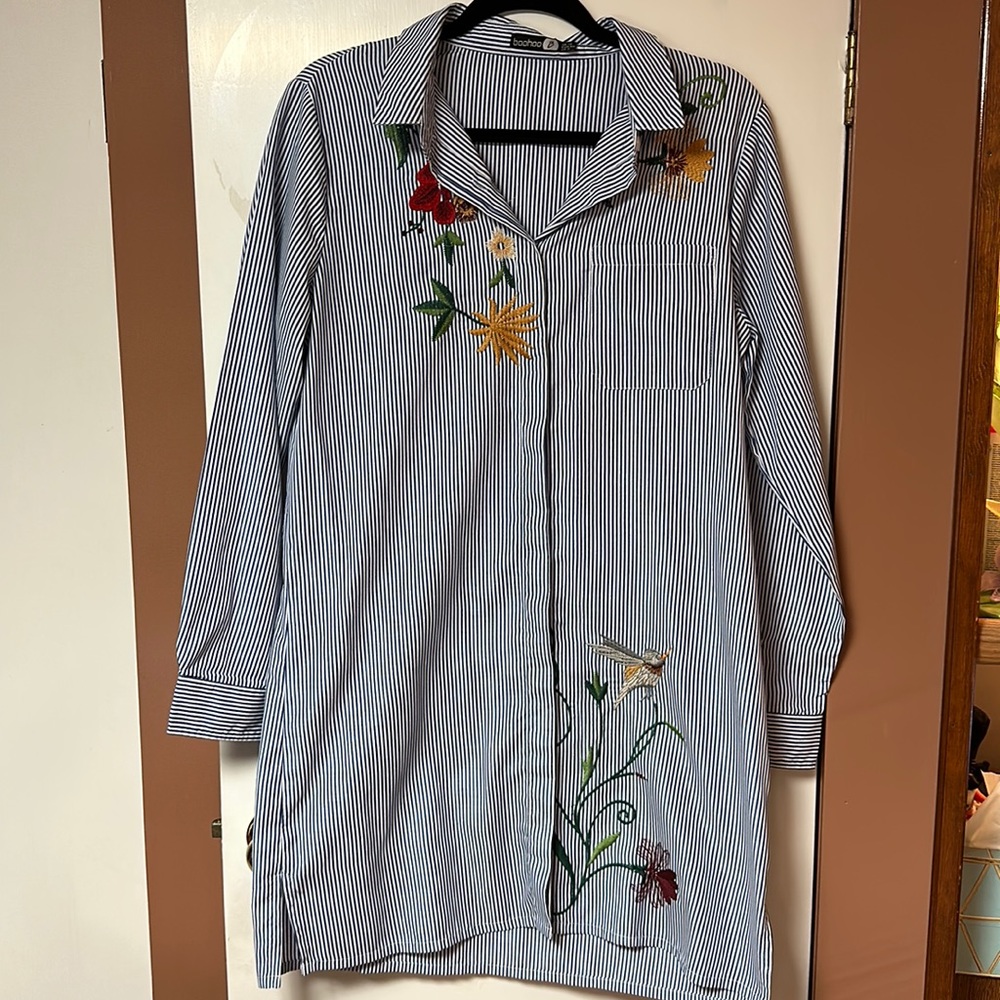 Embroidered Shirt Dress
